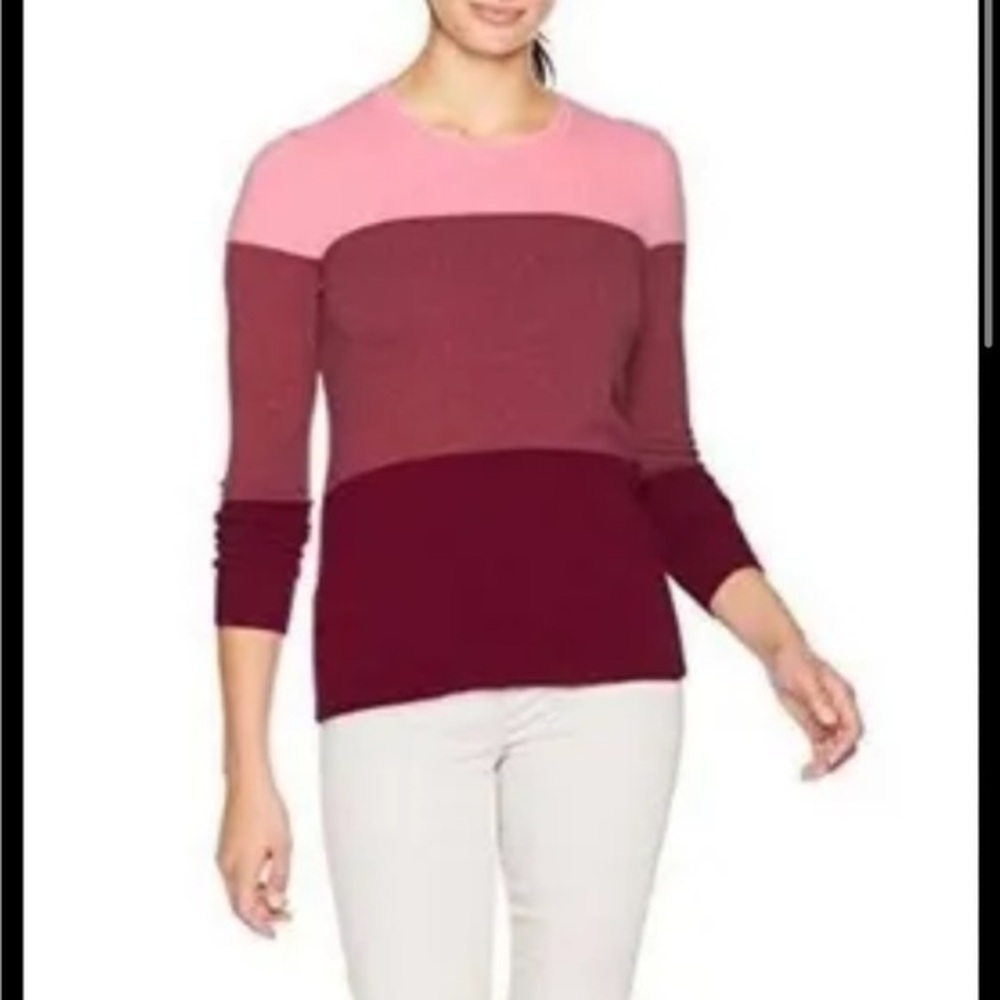 Lark and Ro 100 Cashmere Sweater Pink Block Color Size medium Holiday !